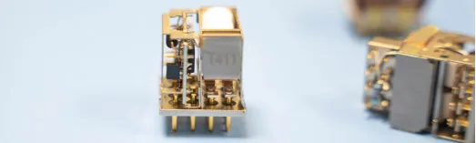 Close-up of a gold electronic component