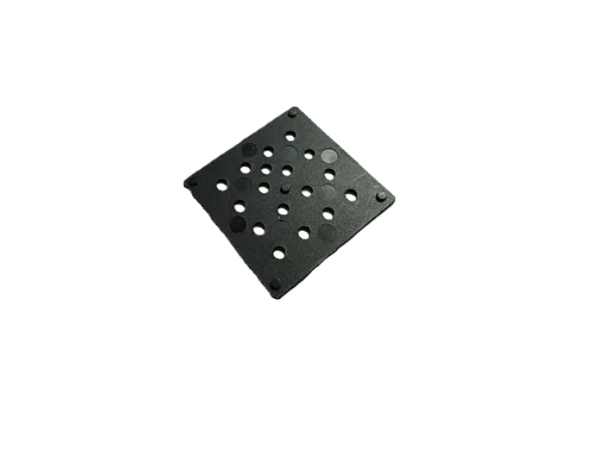 Black perforated square metal plate